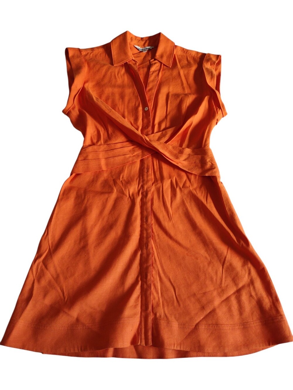 Veronica Beard Size 8 Nagano Linen Blend Orange Dress